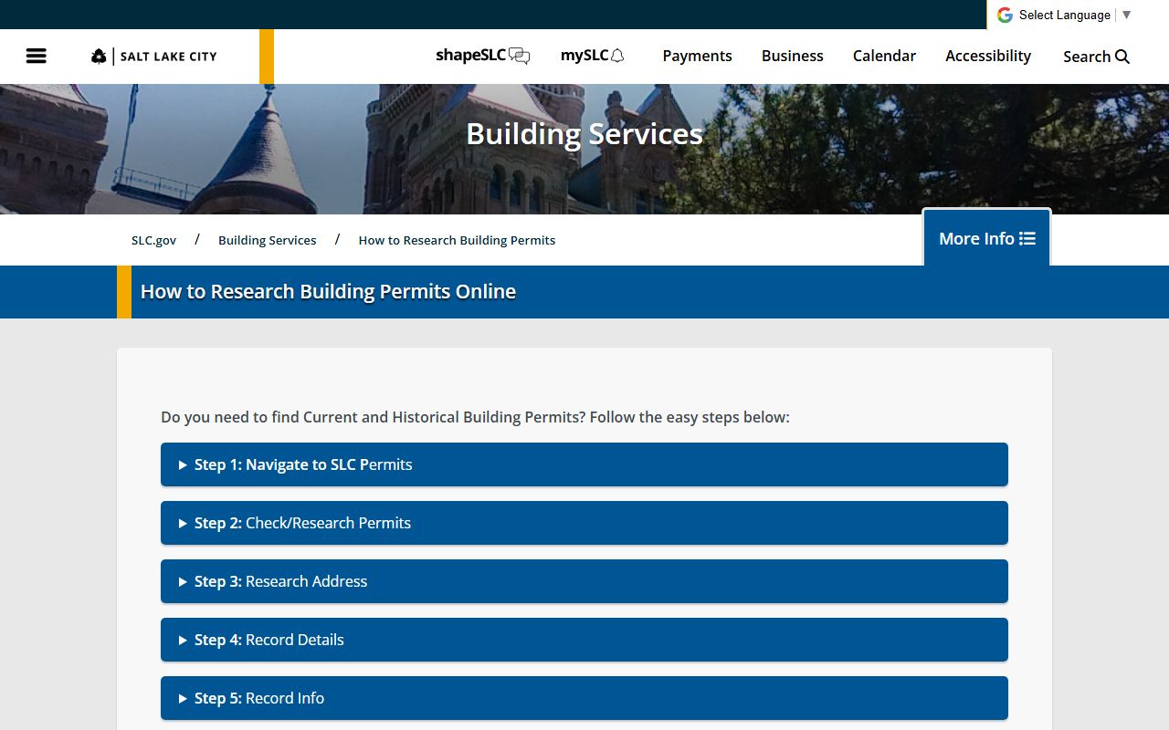 Salt Lake City building permits online research related to deed records