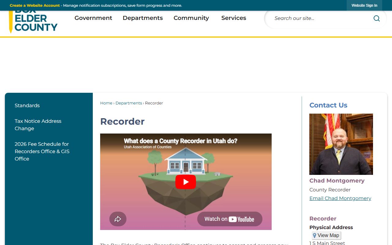 Box Elder County Recorder's Office deed records and property documents