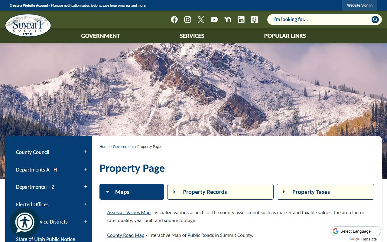 Summit County property information portal for deed records including Park City