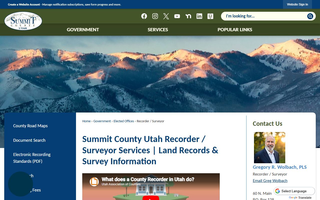 Summit County Recorder Surveyor Office for deed records and property documents