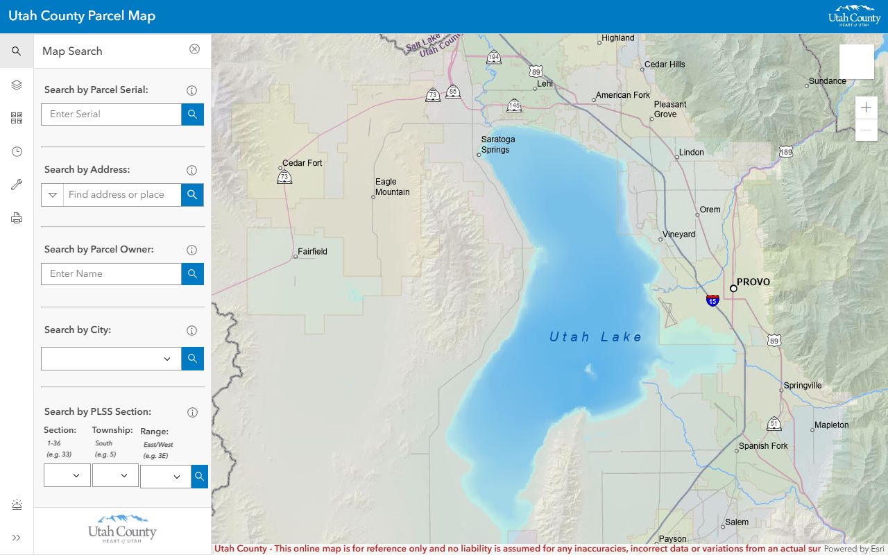 Utah County interactive parcel map for deed records and property boundaries