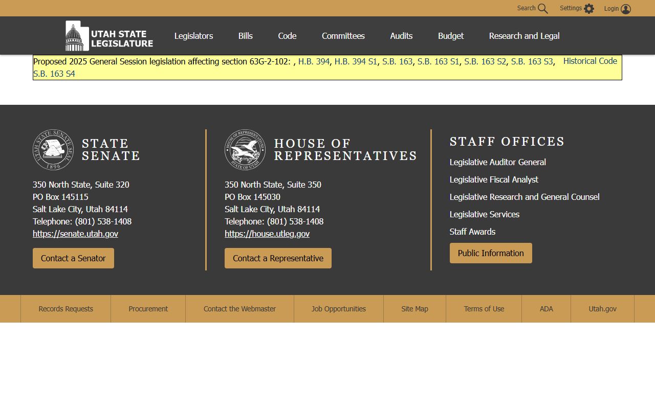 Utah Government Records Access and Management Act page for deed records